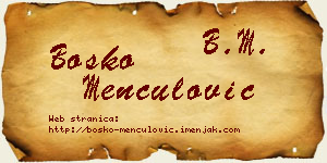 Boško Menčulović vizit kartica